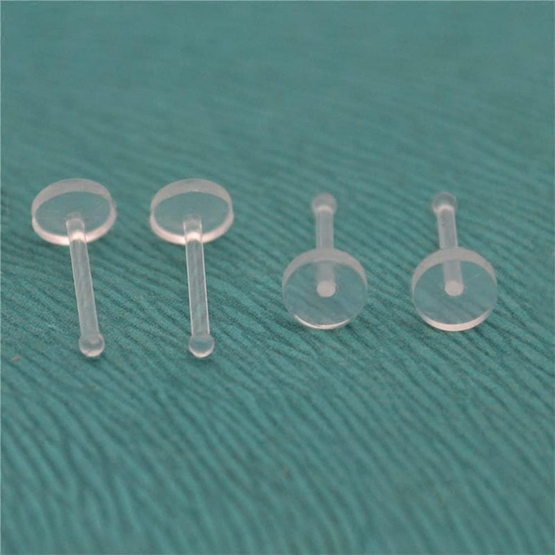 Hithop 5-Pack Clear Bioflex Flat Top Nose Ring Bone Retainers (20 Gauge (0.8mm)) - Image 3